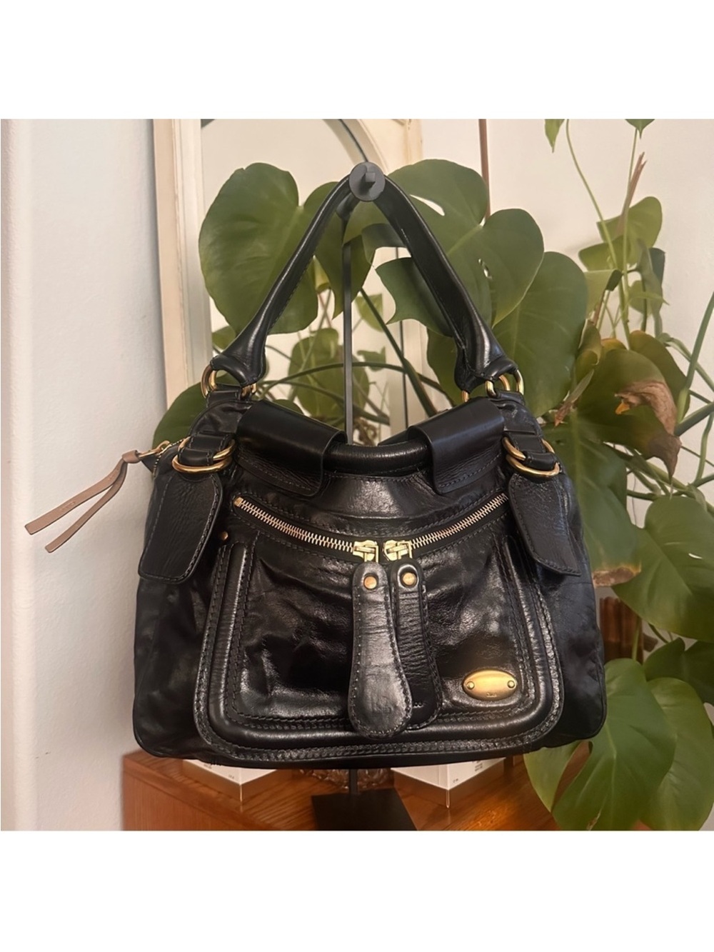 Y2K Chloe Classic Black Leather Shoulder Bag